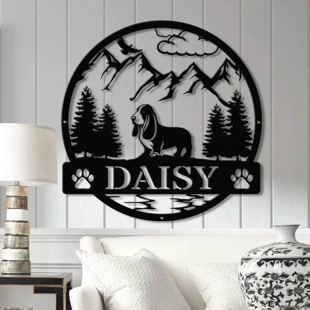 Basset Hound Metal Sign Custom Dog Name Sign Dog Memorial Gift Basset Hound Wall Decor Dog Lovers Wall Art Pet Lover