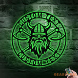 Battle Axe Viking Monogram - Premium Metal Sign - Monogram Metal Sign Personalized Family Name Led Metal Sign Address