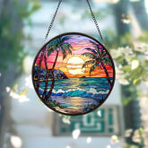 Beach Sunset Stained Glass Suncatcher Beach Window Hangings Beach Lover Decor Beach Sunrise Suncatcher Beach Glass
