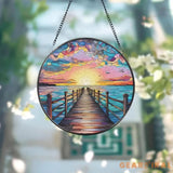 Beach Sunset Stained Glass Beach Window Hangings Beach Lover Home Decor Beach Sunrise Suncatcher Beach Glass Ornament