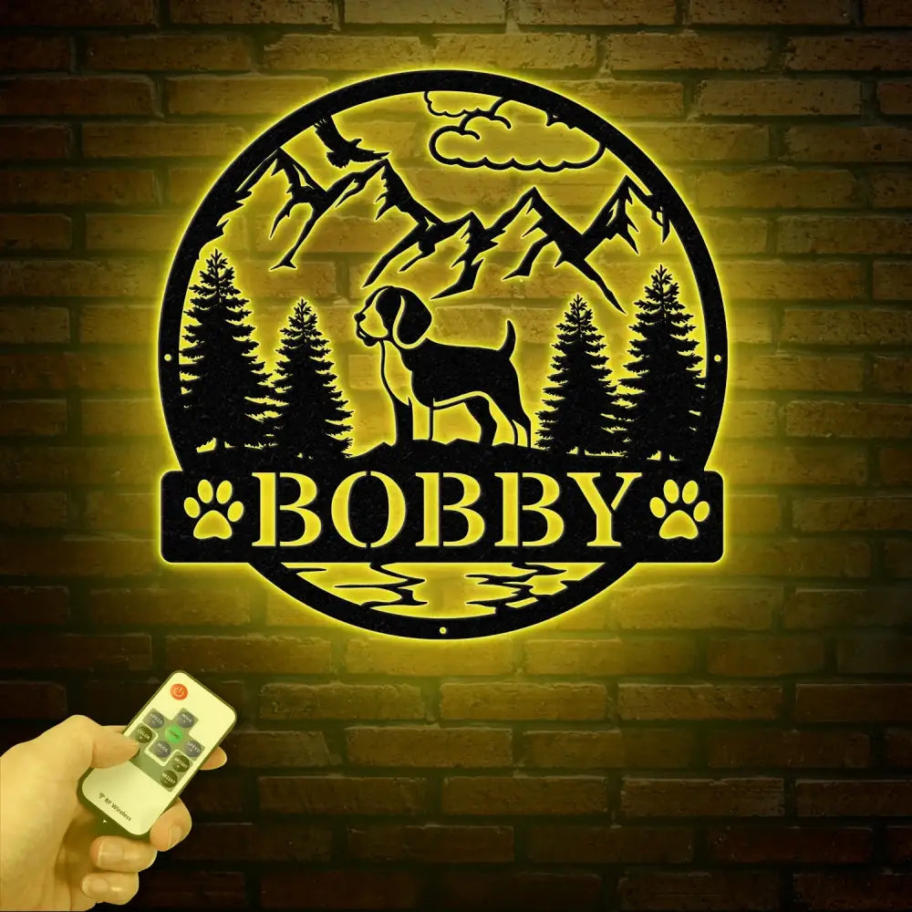 Beagel Metal Sign Custom Dog Name Sign Hunting Dog Custom Sign Beagel Wall Decor Dog Lovers Wall Art Pet Lover Gift Dog