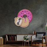 Bear Hugging Donuts LED Neon Sign Light Pop Art