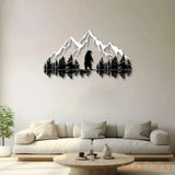 Bear & Mountain Forest Silhouette Metal Wall Art Nature Decor Gift Nature Metal Wall Art Room Decor Outdoor Decor