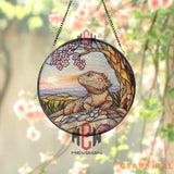 Bearded Dragon Stained Glass Suncatcher Reptile Window Hanging Art Lizard Round Glass Panel Decor Nature Gift for