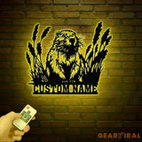 Beaver Cabin Sign Personalized Metal Beaver Sign Cabin Decor Outdoor Bear Decor Rustic Cabin Beaver Sign Metal Monogram