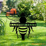 Bee Garden Sign Metal Stake Personalized Bee Family Name Yard Sign Outdoor Door Garden Decor Bee Metal Sign Gift for