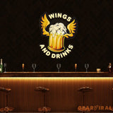 Beer Drinks and Wings Mascot Artwork Led Neon Sign Light