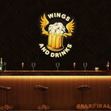 Beer Drinks and Wings Mascot Artwork Led Neon Sign Light