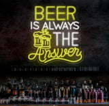 Beer Is Always The Answer Pub Bar Neon Sign Home Bar Pub Club Signs Wall Decoration Home Living Room Decor Bistro Signs