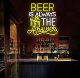 Beer Is Always The Answer Pub Bar Neon Sign Home Bar Pub Club Signs Wall Decoration Home Living Room Decor Bistro Signs