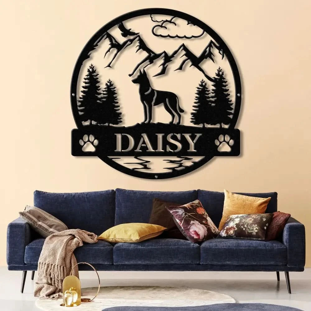 Belgian Malinois Metal Sign Custom Dog Name Sign Hunting Dog Custom Sign Belgian Malinois Wall Decor Dog Lovers Wall