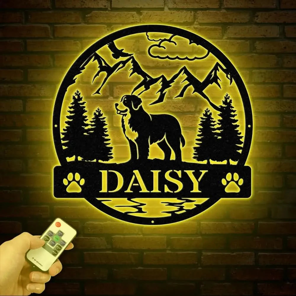 Bernes Mountain Metal Sign Custom Dog Name Sign Dog Memorial Gift Bernes Mountain Wall Decor Dog Lovers Wall Art Pet