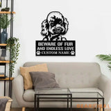 Beware of Poodle Metal Name Sign With LED Lights Personalized Letter Last Name Dog Lover Metal Sign Dog Metal sign