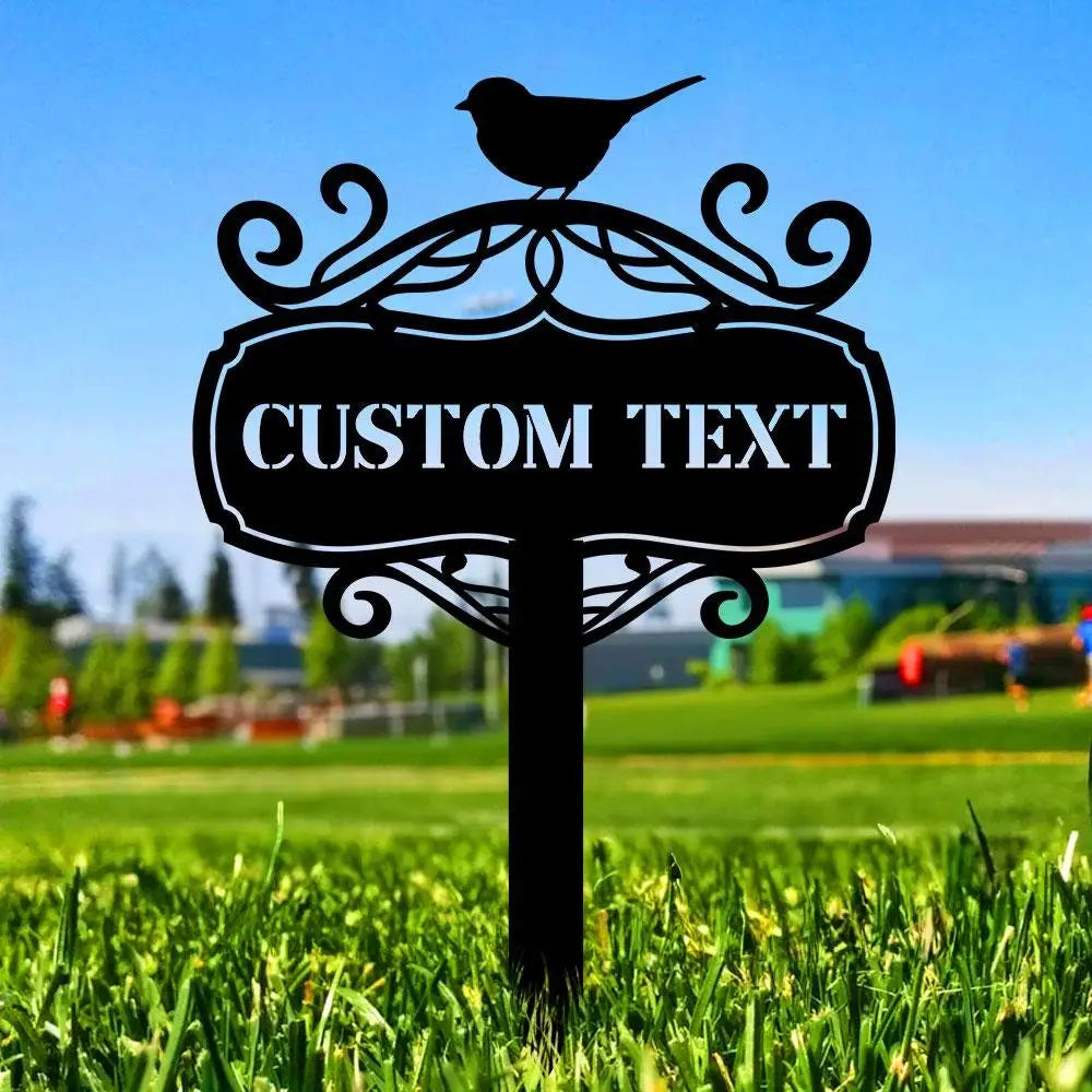 Bird Metal Stake Garden Metal Yard Sign Personalized Name Yard Sign Outdoor Door Garden Decor Yard Metal Sign