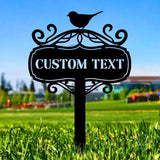 Bird Metal Stake Garden Metal Yard Sign Personalized Name Yard Sign Outdoor Door Garden Decor Yard Metal Sign