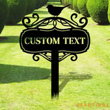 Bird Metal Stake Garden Metal Yard Sign Personalized Name Yard Sign Outdoor Door Garden Decor Yard Metal Sign