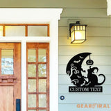 Black Cat Metal Sign Halloween Spider Decorative Name Sign Personalized Split Letter Last Name Halloween Sign Outdoor