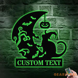 Black Cat Metal Sign Halloween Spider Decorative Name Sign Personalized Split Letter Last Name Halloween Sign Outdoor