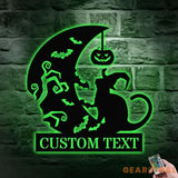 Black Cat Metal Sign Halloween Spider Decorative Name Sign Personalized Split Letter Last Name Halloween Sign Outdoor