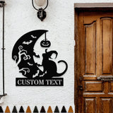 Black Cat Metal Sign Halloween Spider Decorative Name Sign Personalized Split Letter Last Name Halloween Sign Outdoor