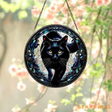 Black Cat Stained Glass Suncatcher Cat Wall Hanging Cat Ornament Cat Decor Cat Lovers Cat Memorial Indoor Decor Gift