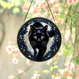 Black Cat Stained Glass Suncatcher Cat Wall Hanging Cat Ornament Cat Decor Cat Lovers Cat Memorial Indoor Decor Gift