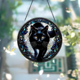 Black Cat Stained Glass Suncatcher Cat Wall Hanging Cat Ornament Cat Decor Cat Lovers Cat Memorial Indoor Decor Gift
