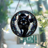 Black Cat Stained Glass Suncatcher Cat Wall Hanging Cat Ornament Cat Decor Cat Lovers Cat Memorial Indoor Decor Gift