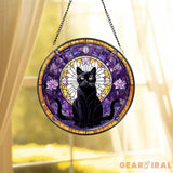 Black Cat Stained Glass Suncatcher Cat Wall Hanging Cat Ornament Cat Decor Cat Lovers Cat Memorial Indoor Decor Gift