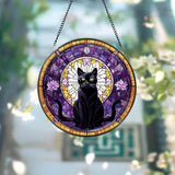 Black Cat Stained Glass Suncatcher Cat Wall Hanging Cat Ornament Cat Decor Cat Lovers Cat Memorial Indoor Decor Gift