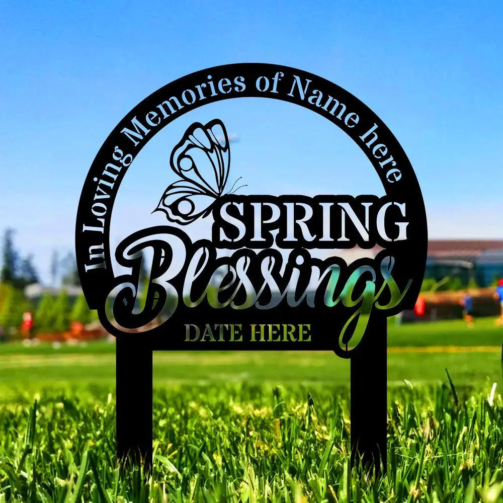 Blessing Garden Garden Yard Sign Memorial Metal Stake Personalized Name Yard Sign Outdoor Door Garden Decor Metal Sign