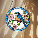 Bluebird Stained Glass Suncatcher Bird Window Hanging Decor Nature-Inspired Gift Bluebird House Accent Garden or Home