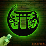 Bonsai Tree with Torii Gate Metal Wall Decor Japanese Bedroom Decor Inspirational Wall Art Sanmon Bonsai Tree Sign