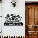 Book Lovers Monogram Metal Sign Personalized Family Name Led Metal Sign Outdoor Door Decor Book Wall Art Gift for