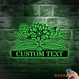 Book Lovers Monogram Metal Sign Personalized Family Name Led Metal Sign Outdoor Door Decor Book Wall Art Gift for