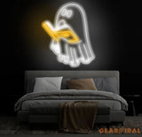 Bookworm Ghost Neon Sign Cute Reading Ghost LED Light Custom Reading Neon Sign for Book Lovers Ghost Neon Light for