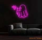 Bubbly Ghost Neon Sign Halloween Ghost LED Light Fun Ghost Bar Decor Custom Neon Wall Art Ghost Party Wall Decor Unique