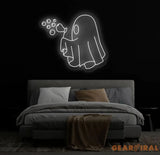 Bubbly Ghost Neon Sign Halloween Ghost LED Light Fun Ghost Bar Decor Custom Neon Wall Art Ghost Party Wall Decor Unique