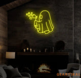 Bubbly Ghost Neon Sign Halloween Ghost LED Light Fun Ghost Bar Decor Custom Neon Wall Art Ghost Party Wall Decor Unique