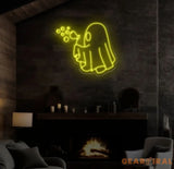 Bubbly Ghost Neon Sign Halloween Ghost LED Light Fun Ghost Bar Decor Custom Neon Wall Art Ghost Party Wall Decor Unique