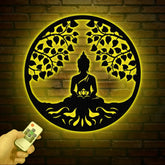 Buddha Metal Wall Art Buddha Tree of Life Zen Wall Art Buddha Wall Decor Buddha Om Metal Sign Meditation Decor Gift