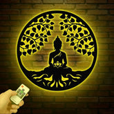 Buddha Metal Wall Art Buddha Tree of Life Zen Wall Art Buddha Wall Decor Buddha Om Metal Sign Meditation Decor Gift