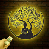 Buddha Metal Wall Art Buddha Tree of Life Zen Wall Art Buddha Wall Decor Buddha Om Metal Sign Meditation Decor Gift