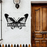 Buffterfly Family Name Garden Metal Sign Buffterfly Family Name Wall Art Outdoor Buffterfly Decor Buffterfly Art