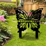 Buffterfly Family Name Garden Metal Stake Personalized Family Name Yard Sign Outdoor Door Garden Decor Garden Art Gift