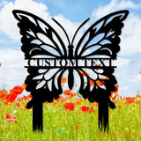 Buffterfly Family Name Garden Metal Stake Personalized Family Name Yard Sign Outdoor Door Garden Decor Garden Art Gift