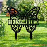 Buffterfly Garden Metal Sign - Garden Yard Decor - Personalized Name Garden Stake Butterfly Garden Art Metal Yard Art