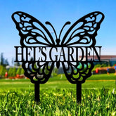 Buffterfly Garden Metal Sign - Garden Yard Decor - Personalized Name Garden Stake Butterfly Garden Art Metal Yard Art