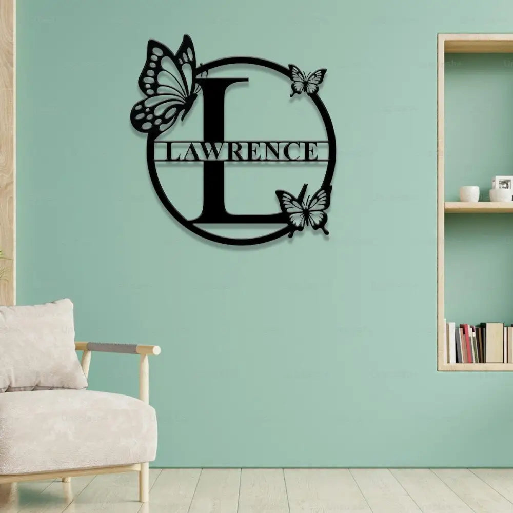 Buffterfly Personalized Family Name Metal Art Name Sign Closing Gift Metal Monogram Housewarming Wedding Monogram