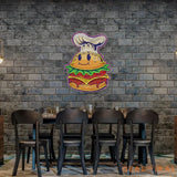 Burger Chef Food Cartoon Character Logo Mascot Artwork Led Neon Sign Light